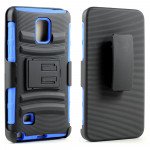 Wholesale Samsung Galaxy Note 4 TPE Armor Shell Holster Combo Belt Clip (Blue)